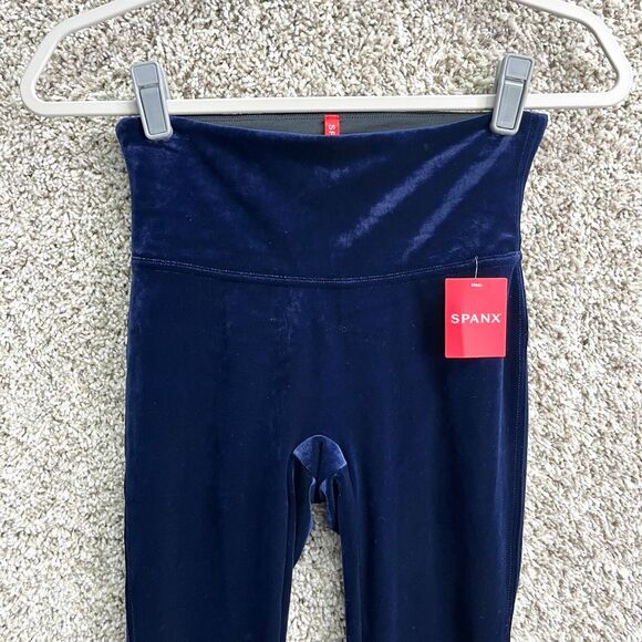 Spanx Leggings Women’s Small Dark Blue Velvet Lapis Night High Waist Pull On NWT - Picture 2 of 9